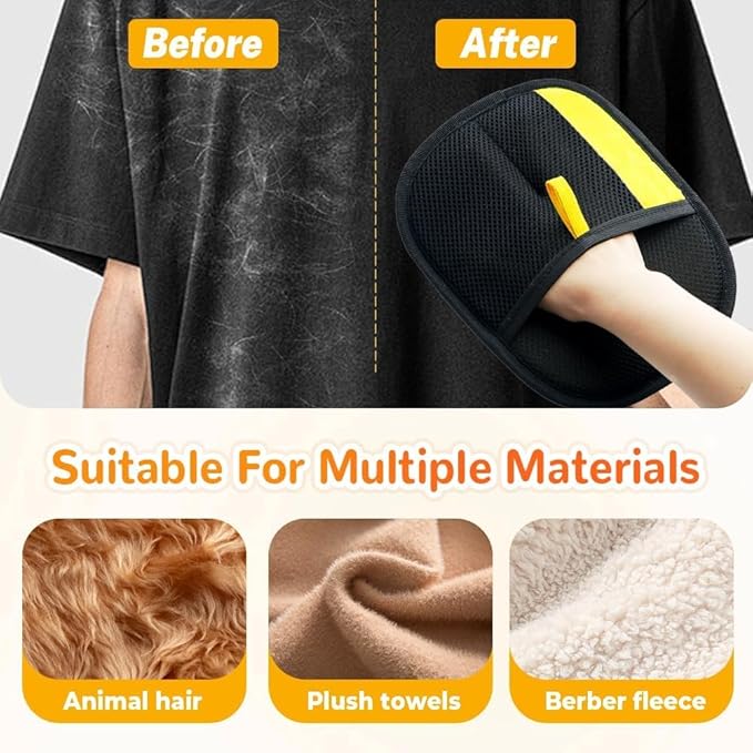 Pet Hair Remover Electrostatic Gloves, Reusable Removal Glove, Pet Hands on for Dogs, Cats & Horses Hair Fur Gentle Deshedding Mitt Massager Remover Double-Sided cat Grooming Gloves for Couch, Carpet