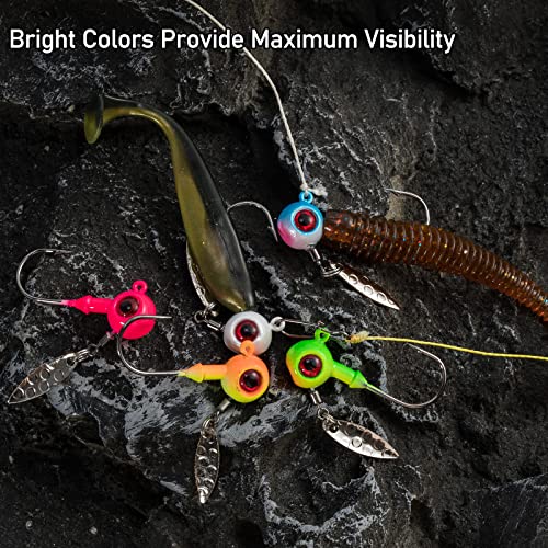 Dr.Fish 10 Pack Crappie Fishing Jigs Stand Up Round Jig Heads Painted Fishing Lure Spinner Blade Walleye Bass Trout Bluegill Freshwater Saltwater - color: Pink Blue, size: 1/4oz-Hook #1