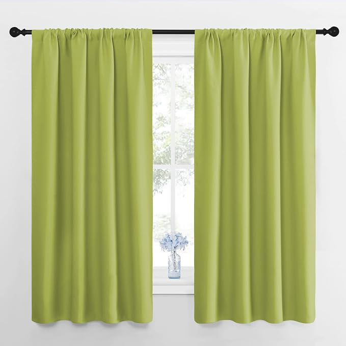 NICETOWN Fresh Green Blackout Curtains 48 inches Long