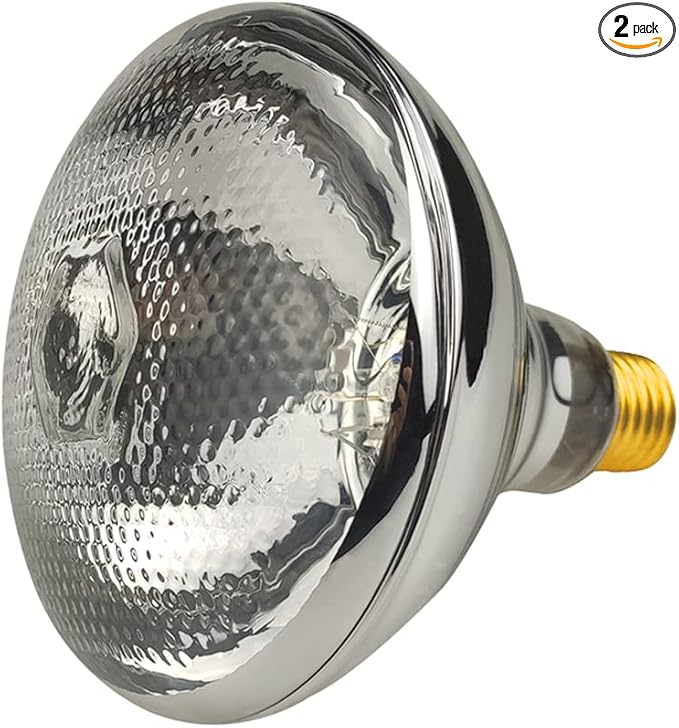 2 Pack Heat Lamp Clear Infrared Bulbs PAR38/250 Watts Glass Lamp Bulb for Food Service, Brooder Bulb, Chicks, Pet, Bathroom, Light Therapy Use E26 Base, Flood Light Heat Lamp Bulb