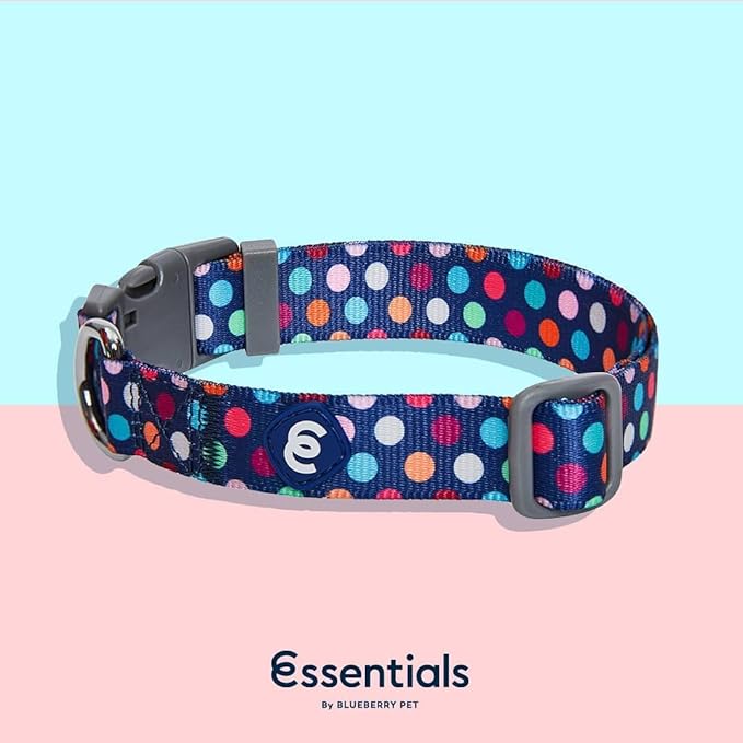 Blueberry Pet Essentials Rainbow Polka Dots Adjustable Dog Collar, Large, Neck 18"-26"