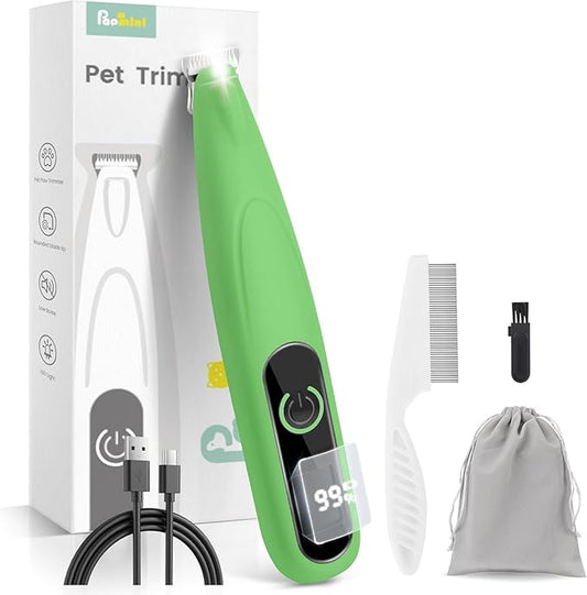 Dog Paw Trimmer with LED Display, Ultra-Low Noise Cordless Paw Trimmers for Dog's Feet, Cordless Hair Trimmer for Paws, Ears, Face, Rump