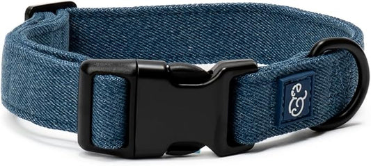 Lucy & Co. Dog Collar - Durable Lightweight Designer Collar for Pets - Adjustable Metal Safety Buckel. - Blue Denim - Medium