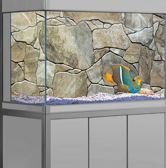 36X24IN Marble Aquarium Background, Art Marble Aquarium Background, Natural Marble Glass Terrarium Background with 8 EVA Double-Sided Tape