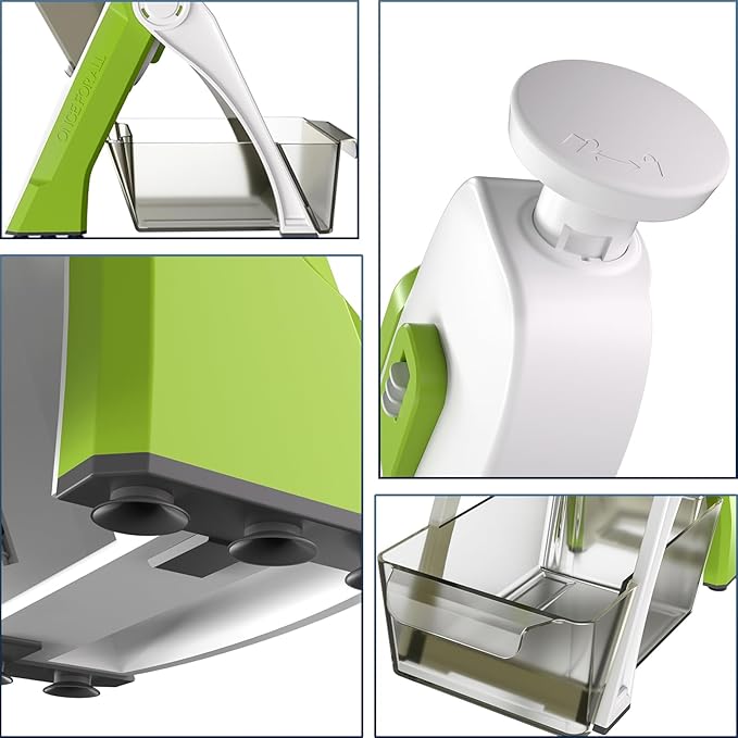 ONCE FOR ALL Safe Mandoline Slicer For Kitchen, Professional Vegetable Slicer For Food Potato Slices, Thickness Adjustable 0.1-8 mm Kitchen Artifact Fast Meal Prep (Green)