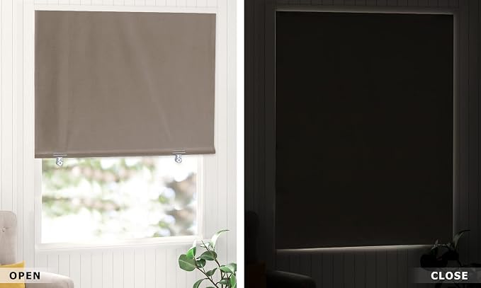 LazBlinds 100% Blackout Door Curtain, No Tools No Drill Cordless Blinds