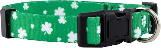 Native Pup St Patricks Dog Collar- Saint Patrick Green Shamrock Pet Collars- St. Patrick’s Lucky Irish- Cute Boy Girl Puppy Gift- Adjustable for Small, Medium, Large Breeds (Lucky Shamrock, Large)