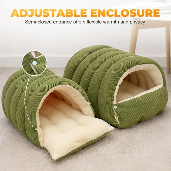 CutyPet Winter Cave,Warmth Cozy Comfort Plush Pet Cave,Cute Cozy Safe Hideaway Cat Bed with Removable Cushion,Warm Soft Removable Washable for Cats and Dogs (Purple Plaid, L:25.59 * 15.74 * 11.02 in)