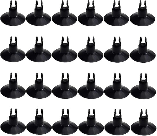 AQUANEAT Aquarium Suction Cups, for Fish Tank Airline Tubing, with Clips 1/4" Dia, 24pcs (Black)