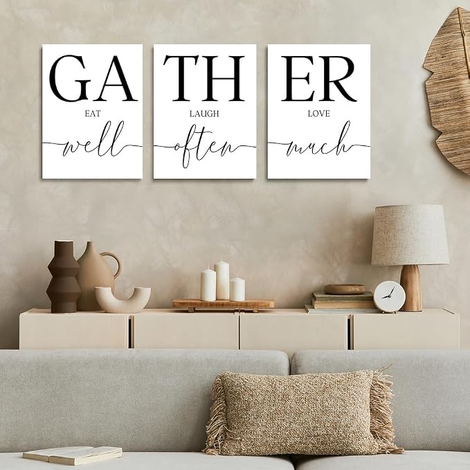 GUBIYU Large Gather Signs for Home Decor, Framed Kitchen Wall Art Farmhouse