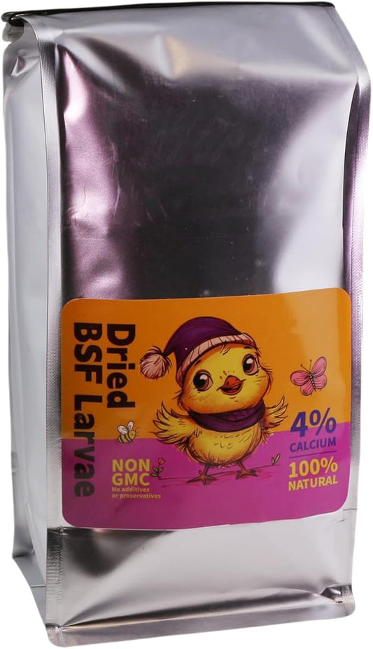 Dried Black Soldier Fly Larvae, 100% Natural, Non-GMO, High-Protein Treats for Chickens, Layer Hens, Wild Birds, Ducks, 13.3 oz, Pack of 4