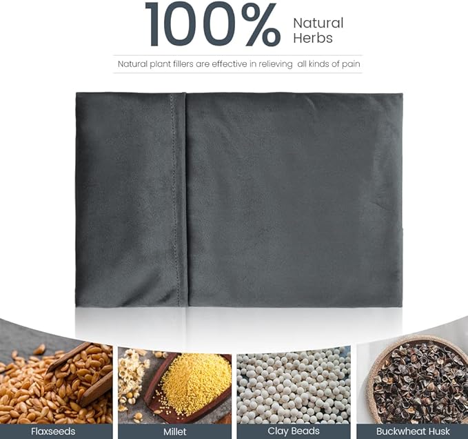 Heating Pad Microwavable with Washable Cover, 8 x 12 Multipurpose Microwave Heating Pad for Neck and Shoulders, Moist Heat Bean Bag Warm Compress for Knee, Muscles, Joints, Wrist, Abdomen (Dark Gray)