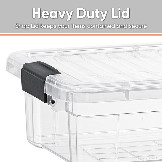 Superio 7.4 Quart Clear Plastic Storage Bin with Lid, Non-Toxic, BPA Free, Odor Free, Organizer Storage Box, Stackable Plastic Tote for Home, Garage, School, and Office