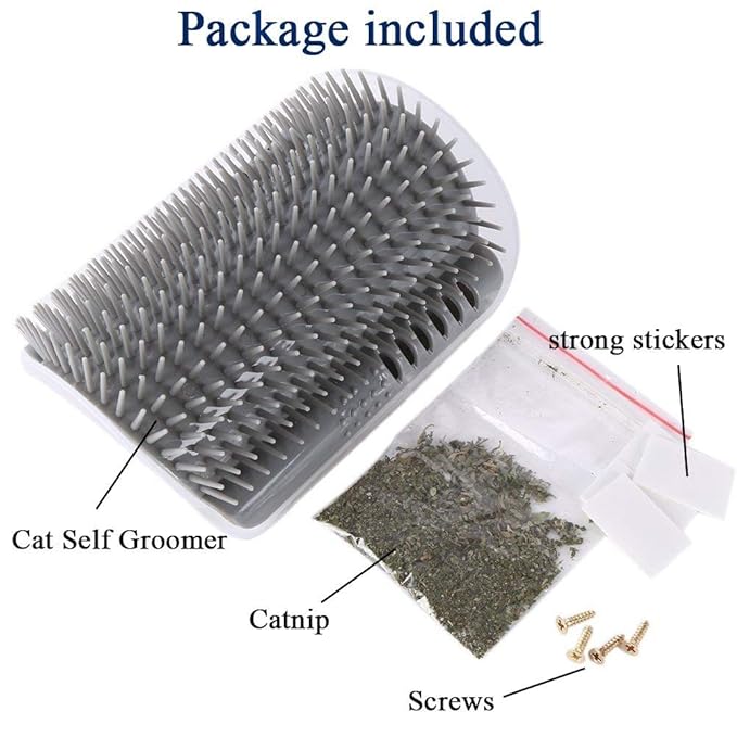 3.0 Softer Cat Self Groomer with Catnip, Dog Cat Corner Groomer,Wall Corner Scratcher Comb,Grooming Massage Brush, Perfect Scratch Massager Tool for Long & Short Fur Kitten/Puppy (1 Pack)