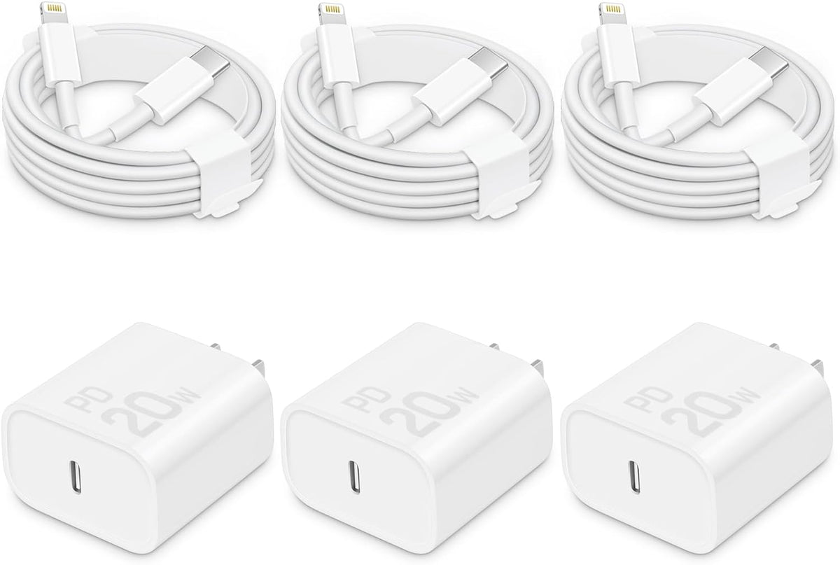 i Phone Charger Fast Charging-20W USB-C Block with 6 Ft Cord [MFi Certified] Compatible with i Phone 14/13/12/11/X Series, i Pad & More [3 Pack]