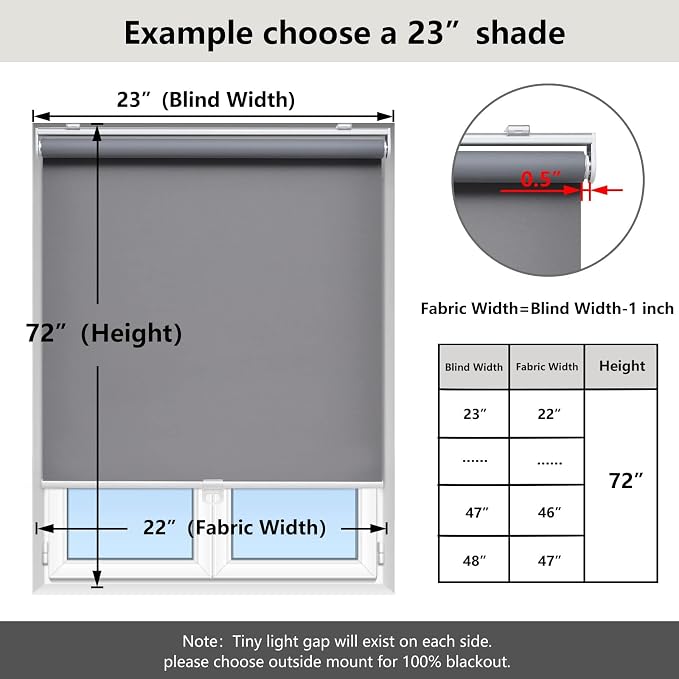 AOSKY Cordless Roller Shades Blackout Blinds