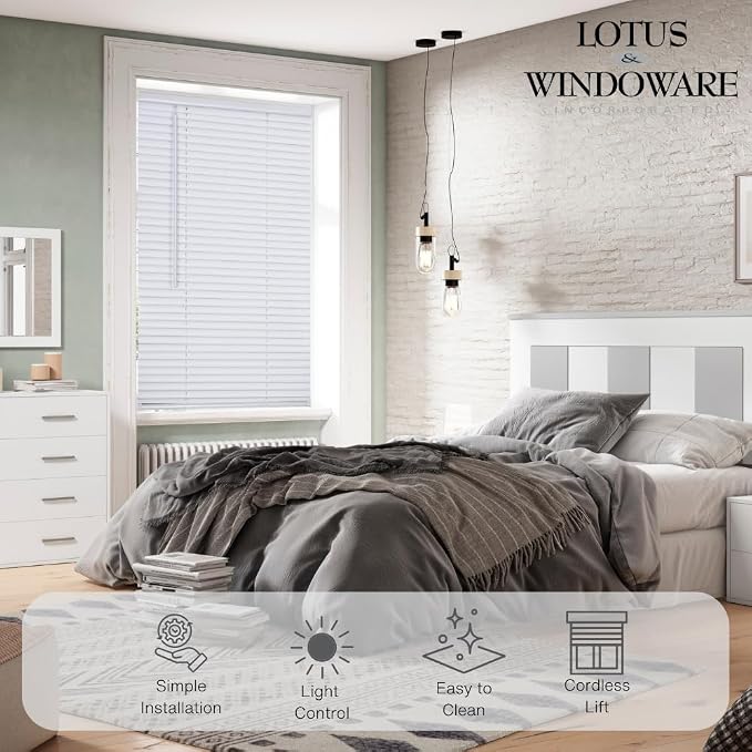 LOTUS & WINDOWARE Cordless 1" Vinyl Blind, 22.5" x 24", Room Darkening