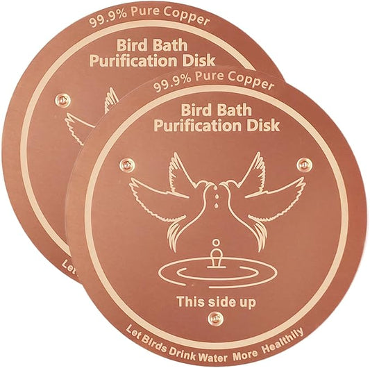Bird Bath Copper Disk, 0.6mm Thick 99.99% Pure Copper Purification Disk with Triple-Point Support, Safe Physical Cleaning for Outdoor Birdbaths, Bowls, All-Season Universal Fit