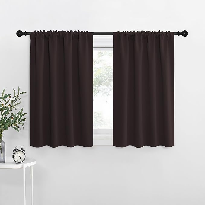 NICETOWN RV Blackout Curtains for Camper Windows, Toffee Brown, Kitchen Curtains