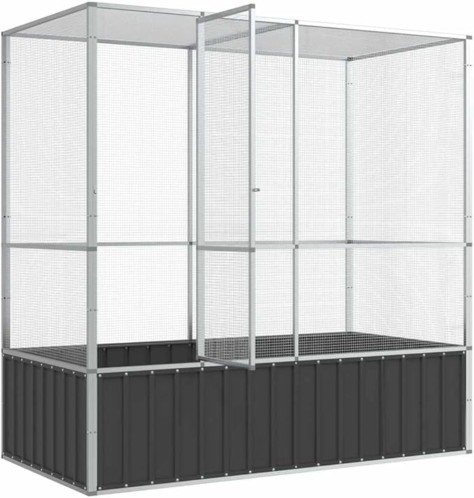 Outdoor Aviary Bird Cage, Galvanized Steel Outside Ample Activity Space Birdcage, 82.9"x42.1"x83.5", -259