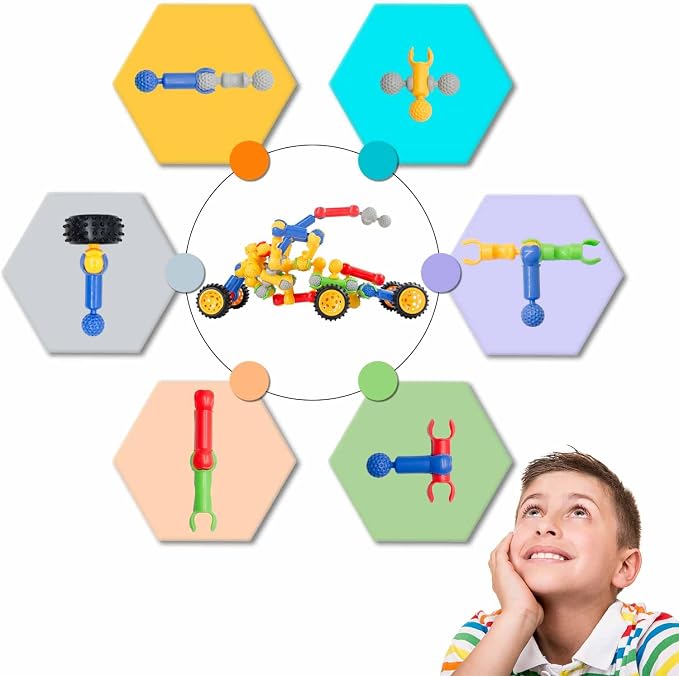 SHUNLAM Building Blocks for Kids, 170 Pcs STEM Toys for Boys and Girls, Safe and Creative Toy for Age 3+, Educational Activities (170 PCS)