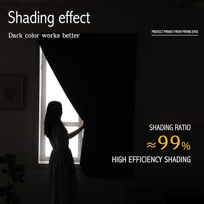 Blackout Curtains for Bedroom Sticky Curtain Blackout Window Cover Self Adhesive Curtains Rod No Drillng, 59" W X 96" L, Dark Green, 1 Panel