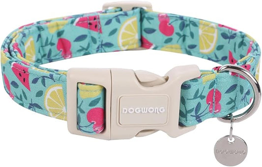 DOGWONG Cotton Dog Collar - Soft Natural Fabric Spring Summer Wedding Puppy Necklace for Small Medium Large Dogs