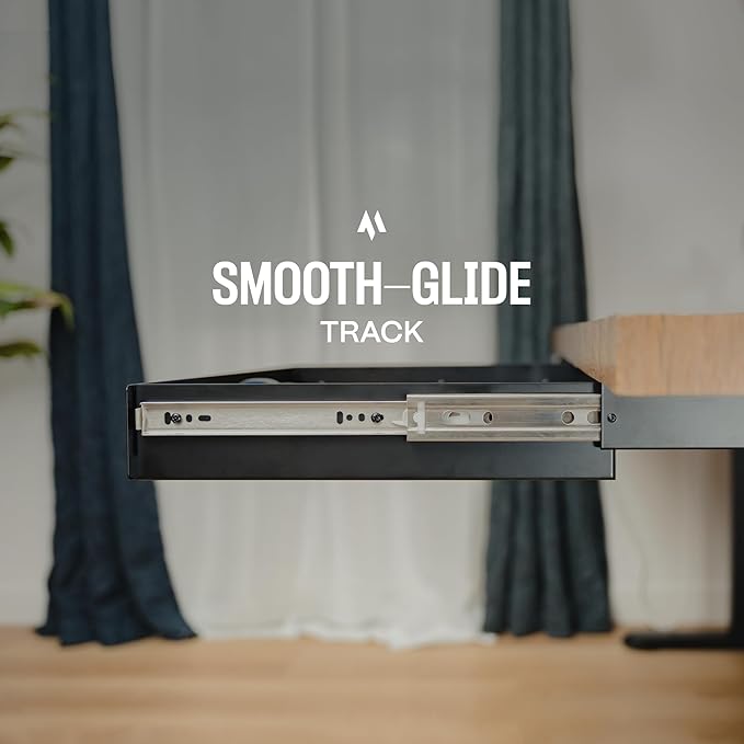 Under Desk Drawer Slide Out Attachment - Carbon Steel Undermount Table Drawer with Cable Management, Pull Out Add-On Storage for Office & Standing Desks (13" x 8" x 2.8")