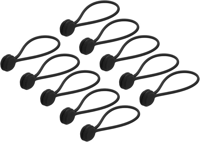 MECCANIXITY Magnetic Cable Clips 7.5 Inch x 0.6 Inch Black Magnetic Cord Organizer Cable Ties Reusable Twist Ties for Home, Kitchen, Office, 10 Pcs