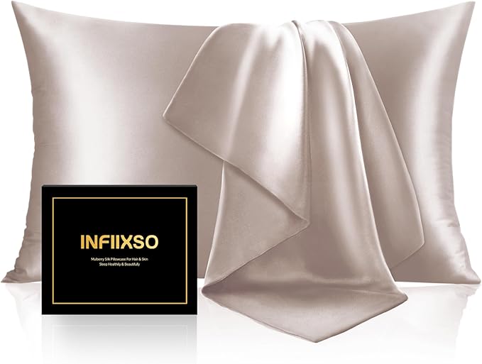 INFIIXSO Mulberry Silk Pillow Case King Size, Silk Pillowcase with Hidden Zipper 20"x36", Extraordinary Smooth and Soft Pillow Cases for Hair and Skin(Caramel, 1 Pack)