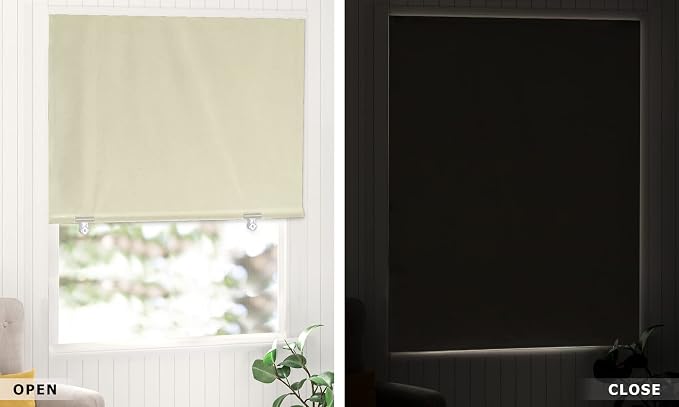 LazBlinds 100% Blackout Door Curtain, No Tools No Drill Cordless Blinds