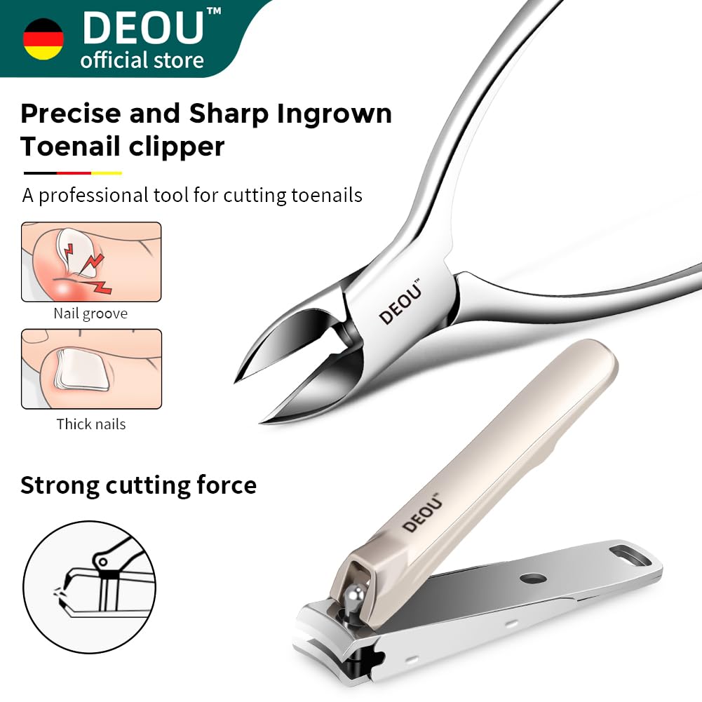DEOU 13pcs Women Nail Grooming Kit Stainless Steel Professional Manicure Set Nail Care Tools with Luxurious Portable Travel Case Gift