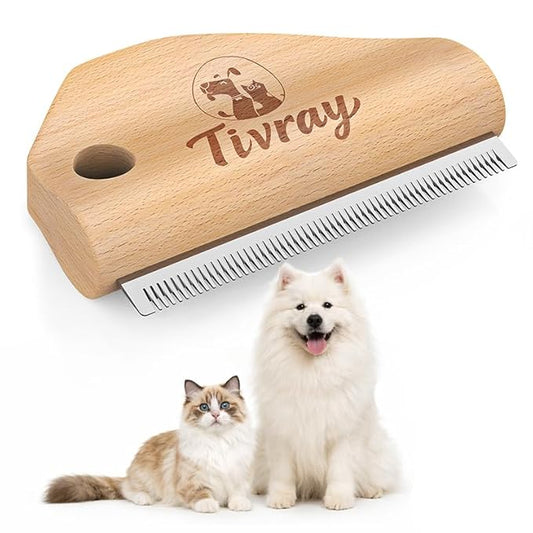 Dog Brush for Shedding, Deshedding Brush for Dogs, Pet Hair Removal Tool, Painless Wood Remover for Pet Hair, Cats, Horses Cleaning, Grooming, Short and Long Fur, Ergonomic Design, 4.3inch