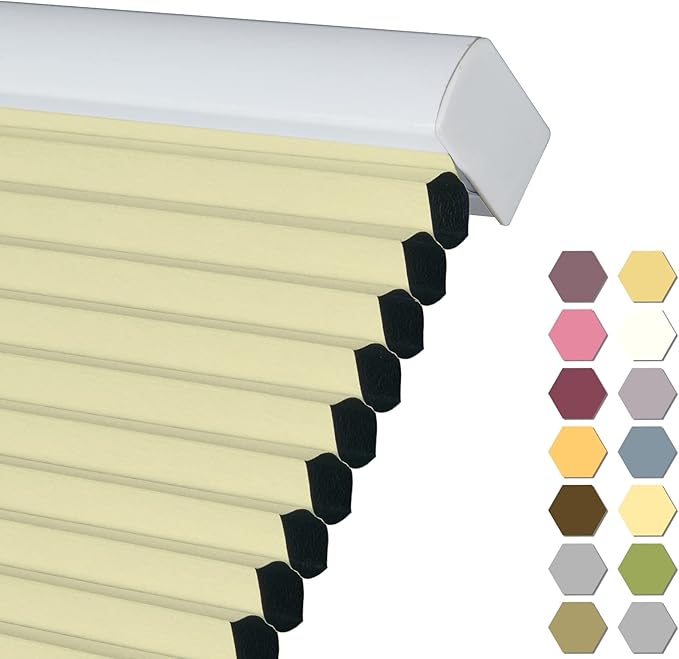Persilux 100% Blackout Cordless Cellular Shades & Blinds Honeycomb Blinds Bottom up Thermal Insulated Window Shades for Home, Windows and Kitchen, Cream, 76" W x 60" H