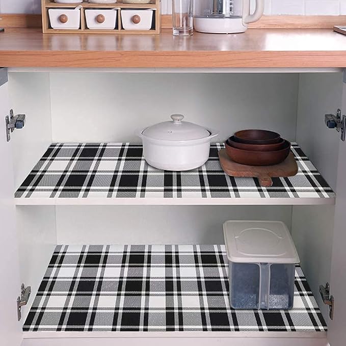 Guvana 17.7"x118" Black and White Trellis Contact Paper Peel and Stick