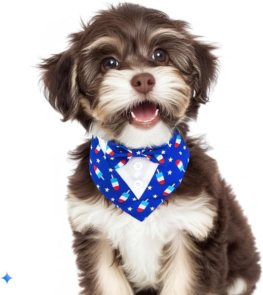 Dog Tuxedo, Adjustable Formal Wedding Outfit Bandana Dog Tux Collar with Bow Tie, Pet Birthday Valentines Outfit Cosplay(Large)