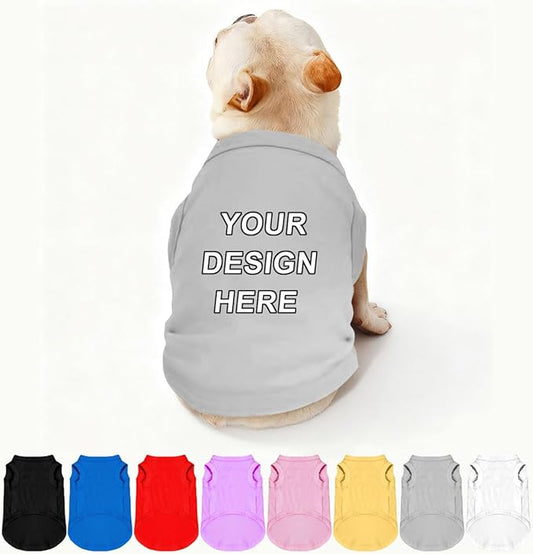 Customized Dog Shirt Custom Pet Clothes T Shirts for Small to Large Dogs Design Image Logo Text Outfits for Puppy Cat Personalized Breathable Sleeveless Pullover Gray, XL