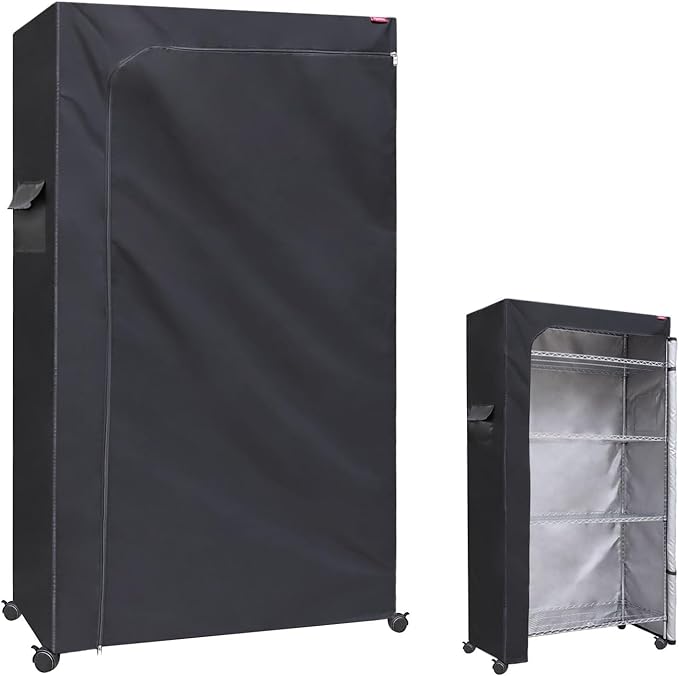 Shelving Cover Storage Shelf Wire Rack Cover 60X24X72 The Two-Way Zipper Design can be Opened up, Down, or All for Easy Access (No Shelves,Black)