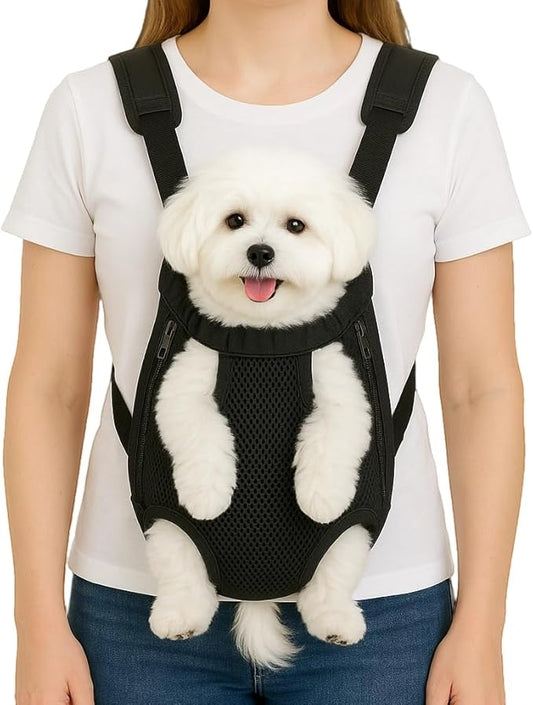 Dog Backpack Carrier, Adjustable Pet Front Carriers, Legs Out Carrying Sling Travel Bag for Small Medium Dogs 10-16 Lbs, Soft Wearable Puppy Chest Carry Backpacks for Walking/Hiking/Camping/Traveling