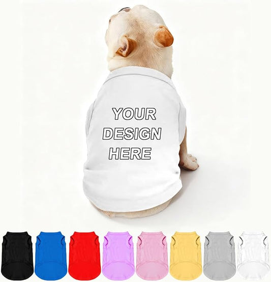 Customized Dog Shirt Custom Pet Clothes T Shirts for Small to Large Dogs Design Image Logo Text Outfits for Puppy Cat Personalized Breathable Sleeveless Pullover White, L