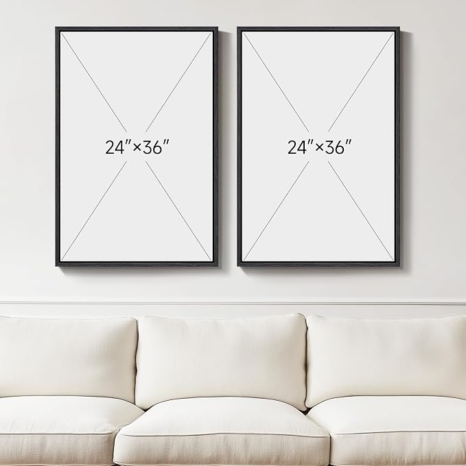 Large Framed Black and White Abstract Wall Art