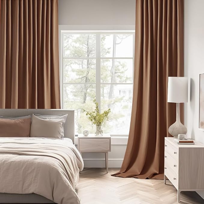 MIULEE Back Tab Blackout Curtains 96 Inch Long 2 Panels Set