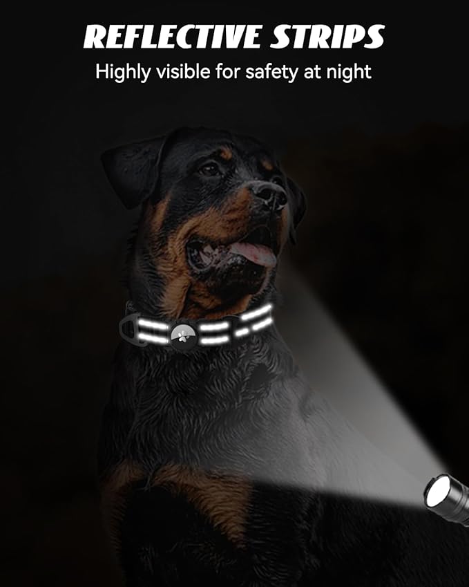 Joytale Airtag Dog Collar, Reflective Pet Collar with Waterproof AirTag Holder, Dual D-Rings, Soft Padded Adjustable for Extra Large Dogs, Black, XL