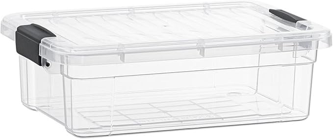Superio 13.7 Qt Clear Plastic Storage Bins with Lids and Latches, Organizing Containers, Stackable Plastic Bin for Home, Garage, School, and Office