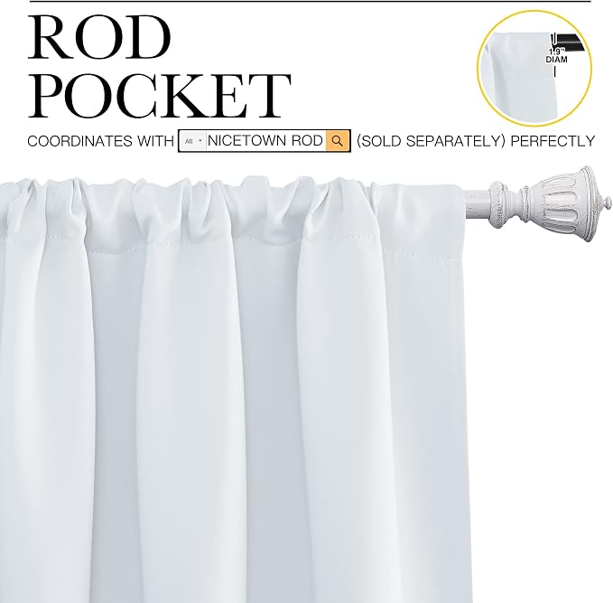 NICETOWN Greyish White Window Curtain Panels