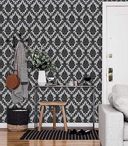 17.7" x118" Peel and Stick Wallpaper Black Wall Paper