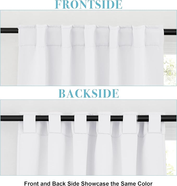 RYB HOME White Curtains for Living Room, Privacy Thermal Insulating Window