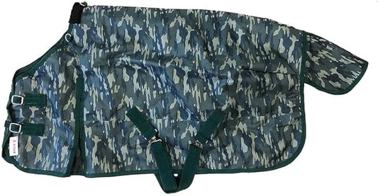 AJ Tack 1200D Waterproof Winter Pony Blanket - 300g Heavyweight Turnout with Fleece Collar, Shoulder Gussets & Tail Flap - Camouflage 52"