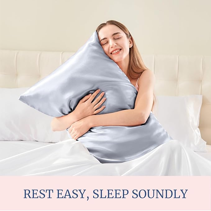 BEDELITE Satin Pillowcase for Hair and Skin, Super Soft Similar to Silk Pillow Cases 4 Pack with Envelope Closure, Cooling Pillowcases for Women Men (20"x40" King Size, Evening Haze)