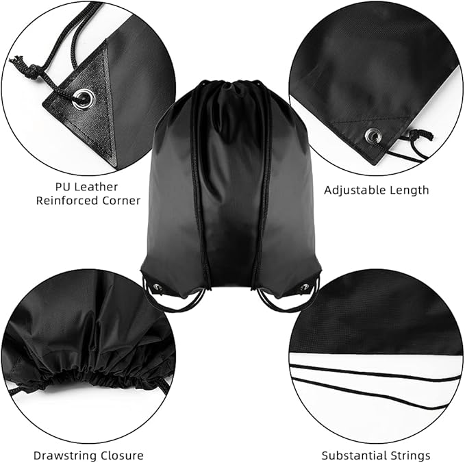 GoodtoU Drawstring Backpack Bulk, 40 Pcs Cinch Bags for Women & Men, Black